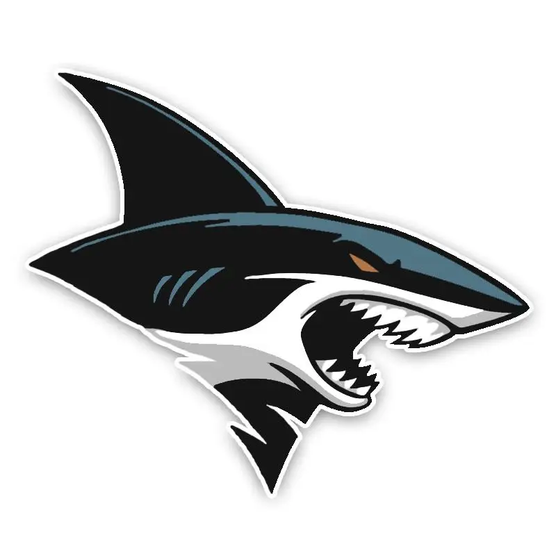 

Small Town 15.9*13.4CM Interesting Sharks Cartoon Colored PVC Car Sticker Decoration Graphic C1-5346