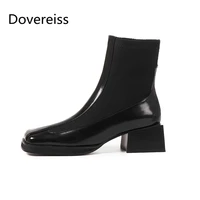 dovereiss fashion womens shoes winter concise clear heels sexy slip on square toe new ankle boots block heels 34 39