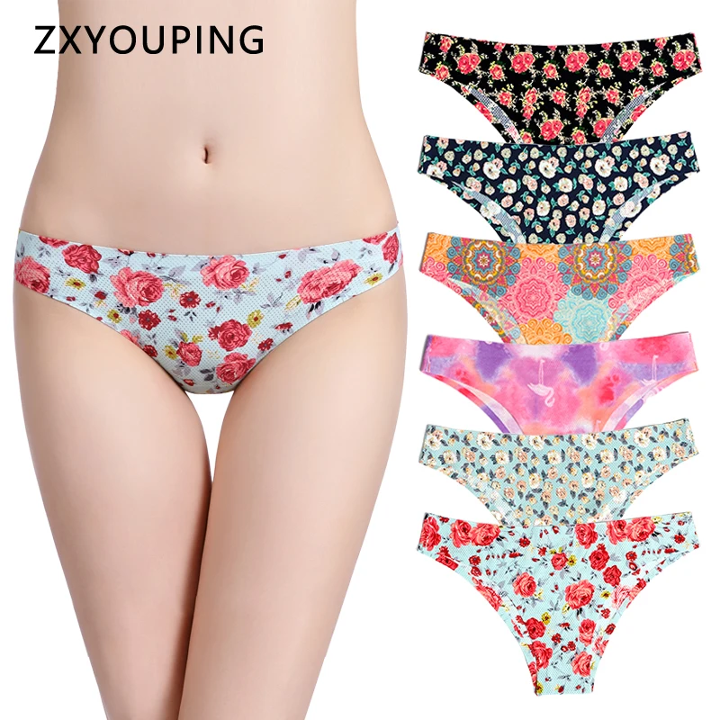 Print Mesh Breathable Seamless Panties Women Underwear Sexy Thongs Female Lingerie Tangas XS-L US Size Briefs 12 Colors Style