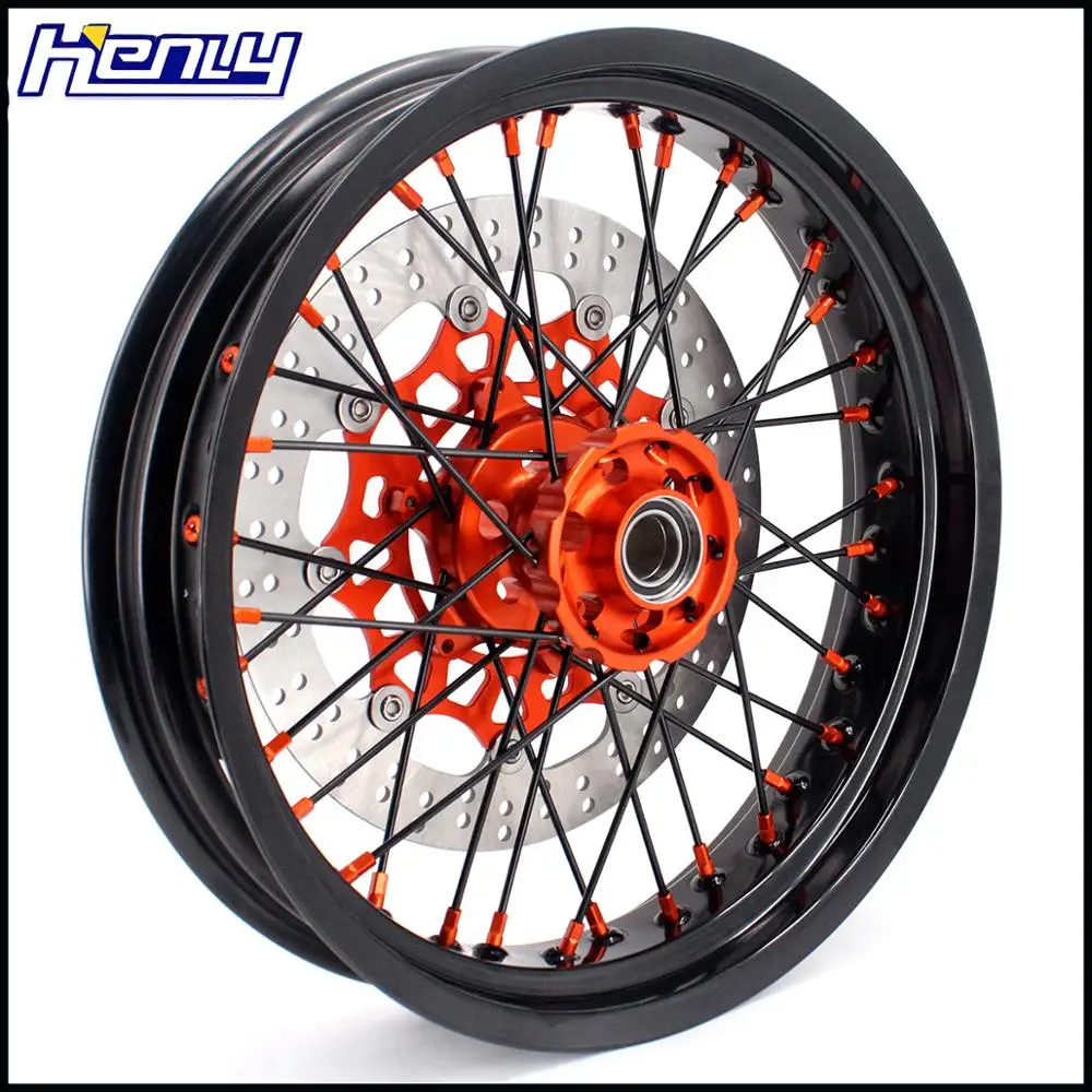 3,5/5,0 супермото спицевые колеса комплект для KTM SX EXC EXC-E EXC-F SX SX-F XC-W 125 150 200 250 300 350 400 525 2003- черный луч