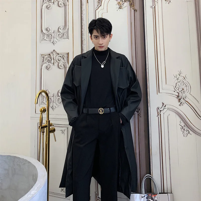 Женская ветровка свободного покроя длинная винтажная кожаная куртка в стиле хип