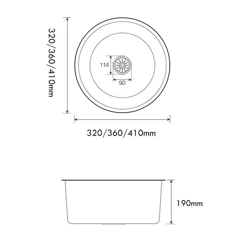 

Thicken 304 Stainless Steel Round Kitchen Sink Drop-in Or Undermount Single Bowl Wash Basin For Small Apartment Bar Balcony