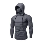 Мужской свитшот с капюшоном, однотонный, с длинным рукавом