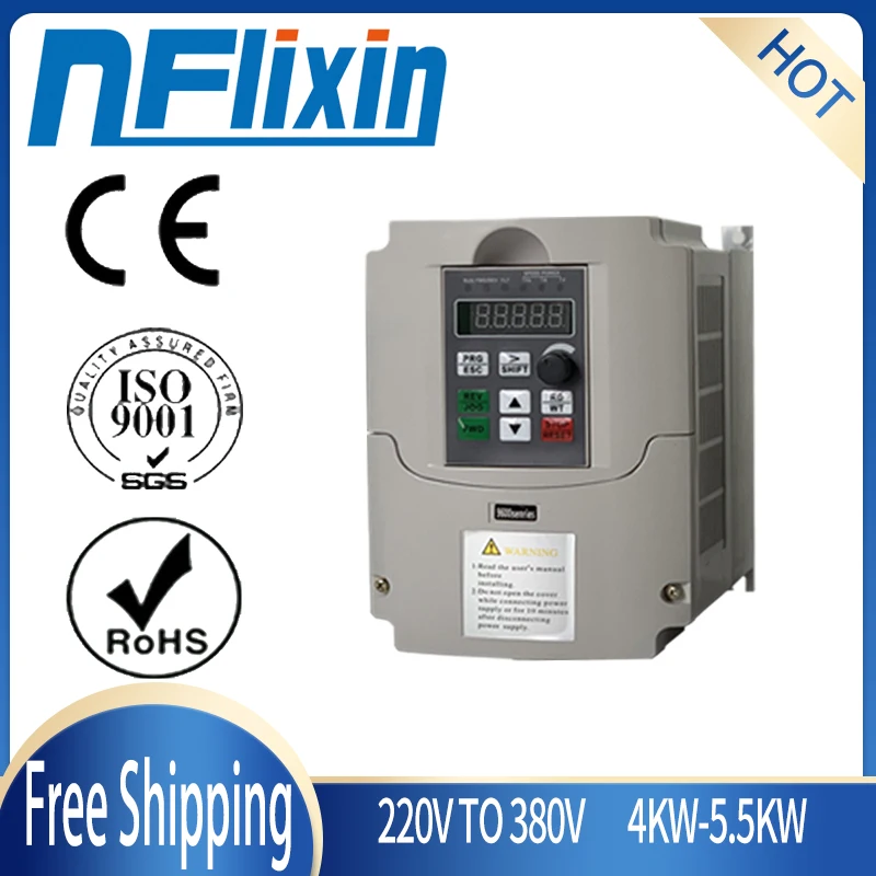 Nflixin VFD привод, VFD инвертор, 1P 220V вход 3P 380V выход 4 кВт VFD переменная частота инвертор темп контроллер