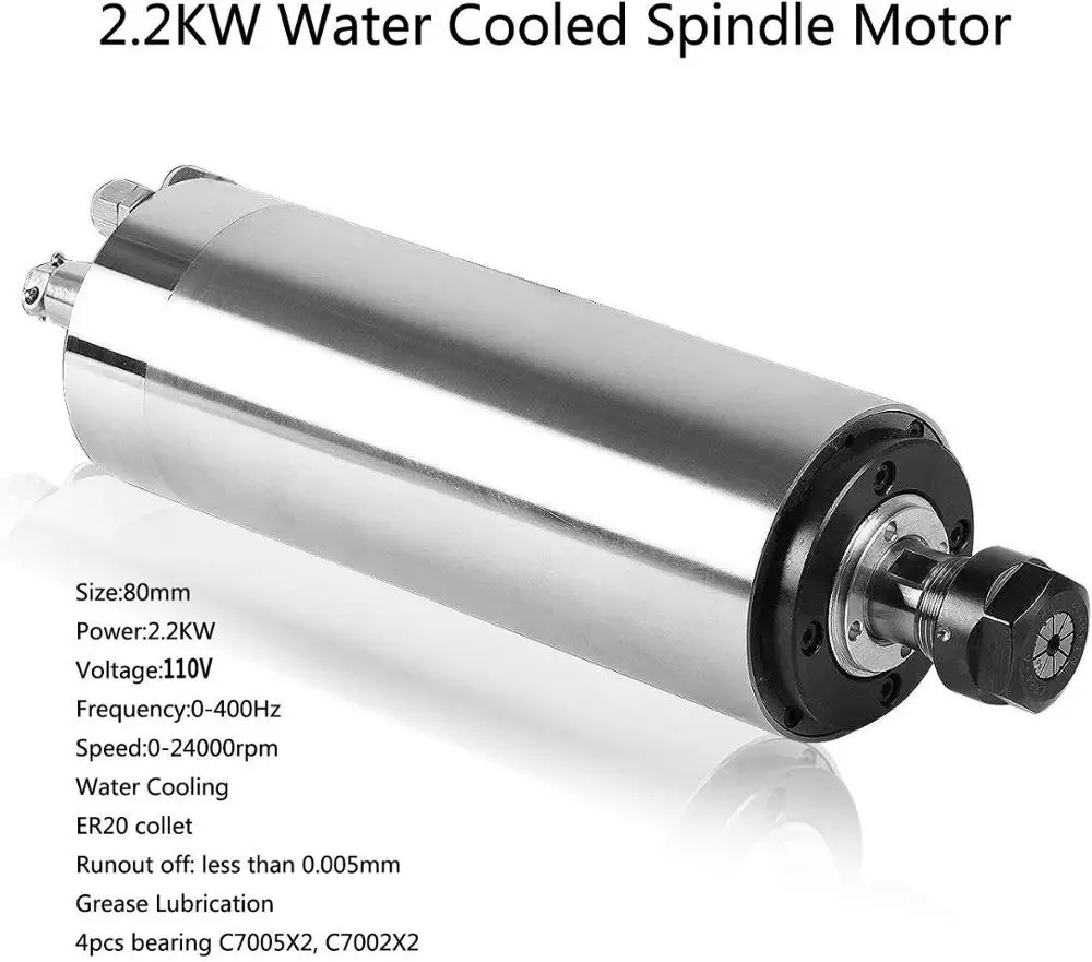 1.5 кВт/2 2 кВт шпиндель с водяным охлаждением Шпиндельный двигатель ЧПУ + VFD 80 мм