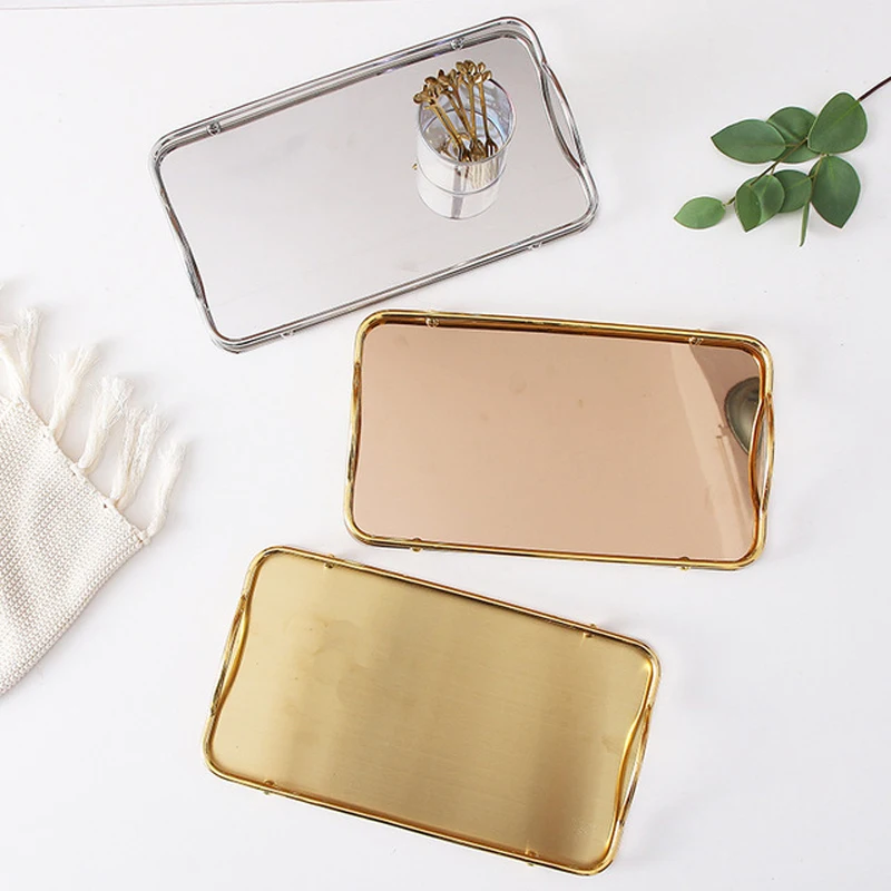 

Nordic Stainless Steel Tray Home Cutlery Organizer Pastry Cake Kitchen Accessories Party Storage Decoration Gold Jewelry Plate