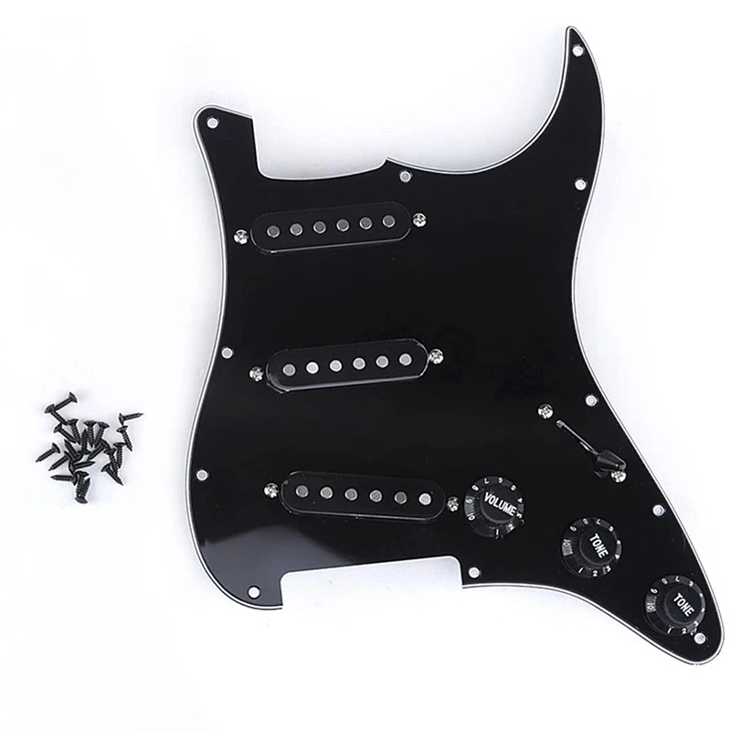 

Single Coil SSS Electric Guitar Pickguard Pickup Loaded Prewired Scratch Plate 11 Holes 3Ply for ST SQ Guitar