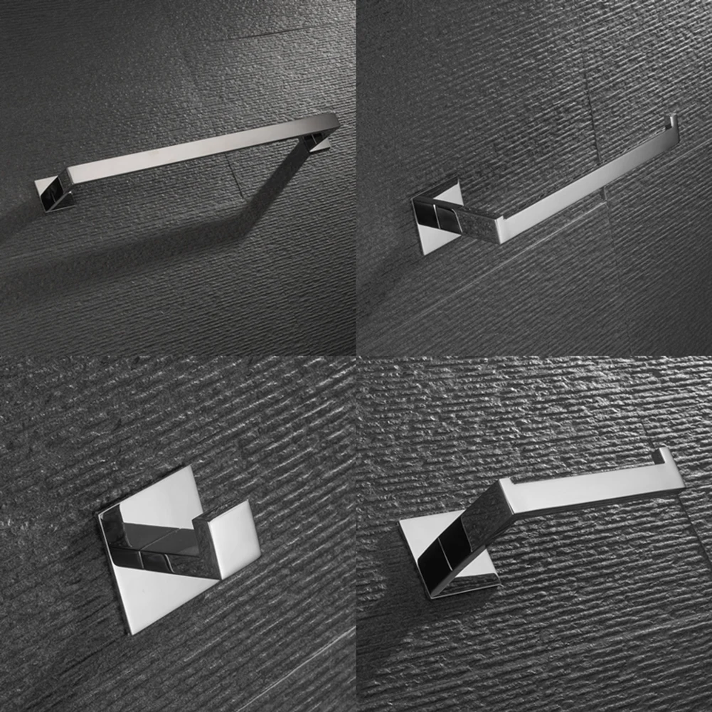 

Strong Viscosity Adhesive Bathroom Accessories Set Without Drilling Silver Brushed Towel Bar Holder