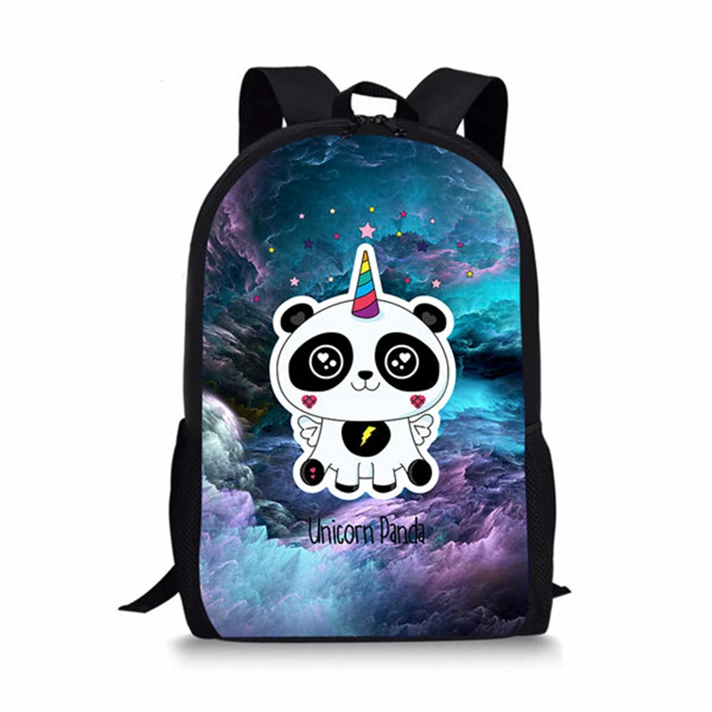 Модный детский рюкзак с рисунком панды единорога, школьные ранцы, сумка для книг с мультяшными животными, Женская дорожная сумка
