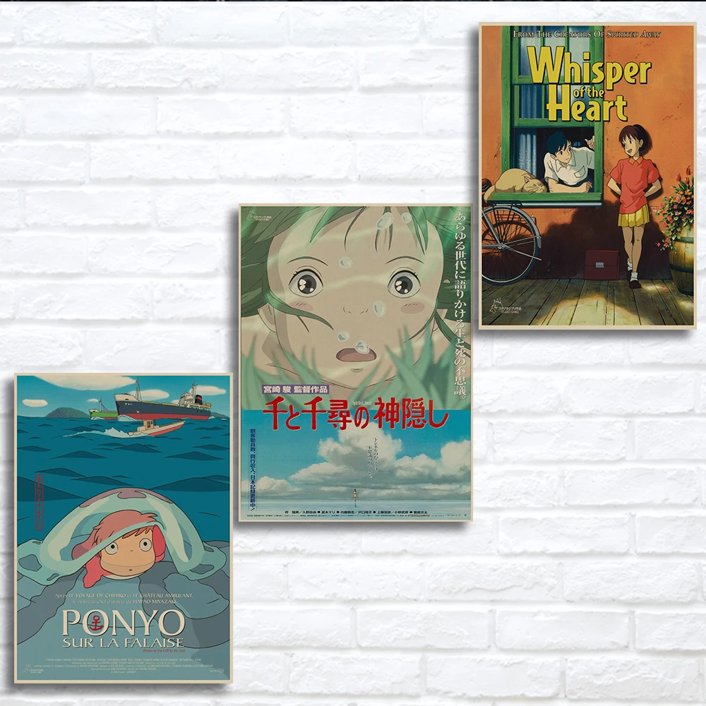 

Miyazaki Hayao comic Animation film sets/Classic Totoro/kraft paper/Cafe/bar poster/ Retro Poster/decorative painting