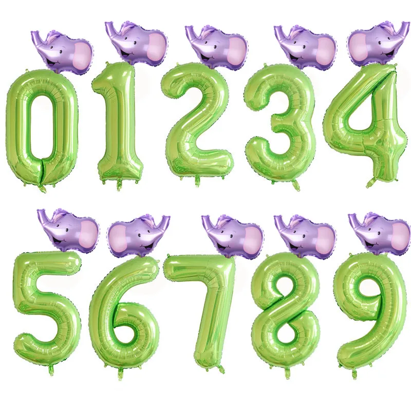 purple elephant 2 шт. 40 дюймов воздушные шары зеленая фольга номер баллон джунгли сафари вечерние животные гелий шар Дети день рождения, детский душ Декор - Цвет: purple elephant