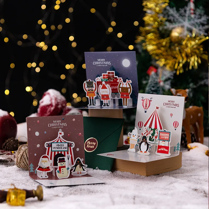 

3D Pop Up Cards DIY Cake Greeting Postcards Gifts Card With Envelope For Party Favors Birthday Christmas Wedding Decoration