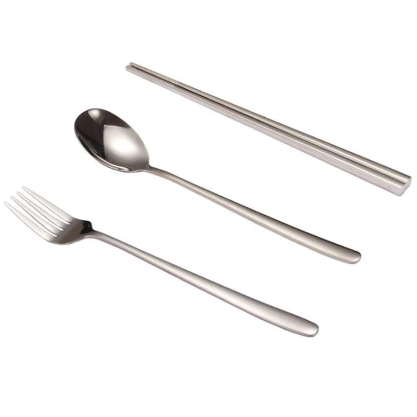 Портативный набор посуды из нержавеющей стали посуда с коробкой Ложка Вилка