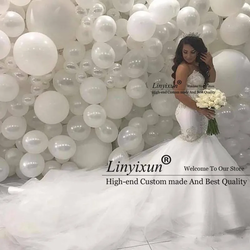 

Arabic Middle East Mermaid Wedding Dresses 2021 Sweetheart Beading Lace Court Train Bridal Gowns Long Vestido de noiva