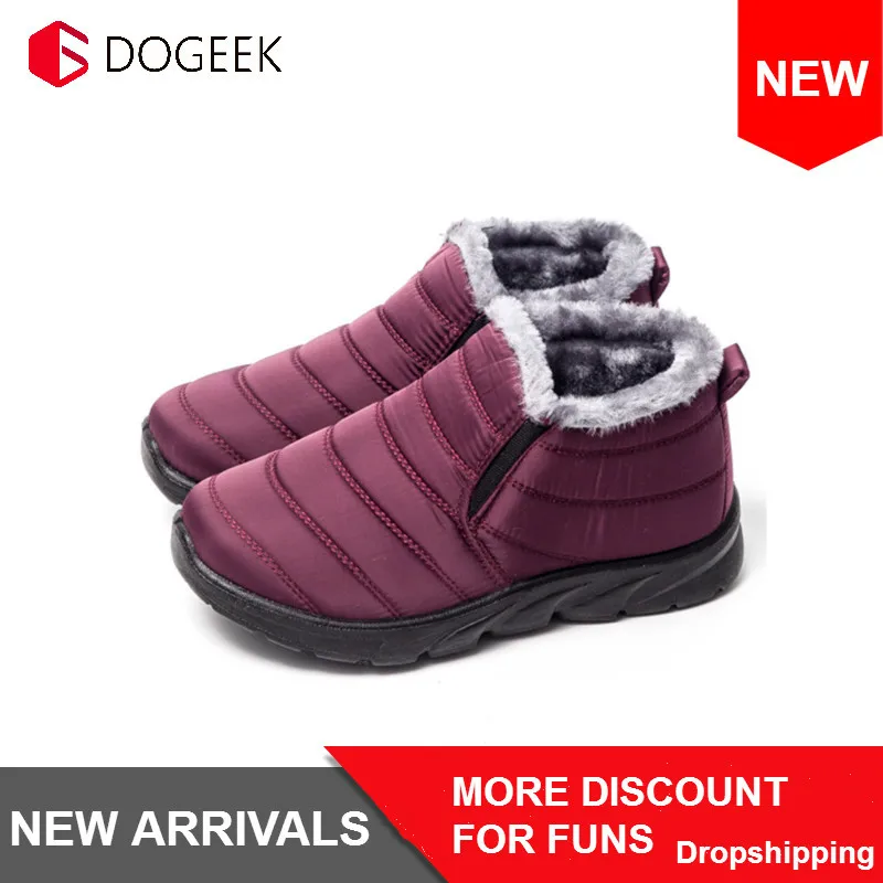 DOGEEK/Теплые Водонепроницаемые зимние ботинки женская зимняя обувь из толстого