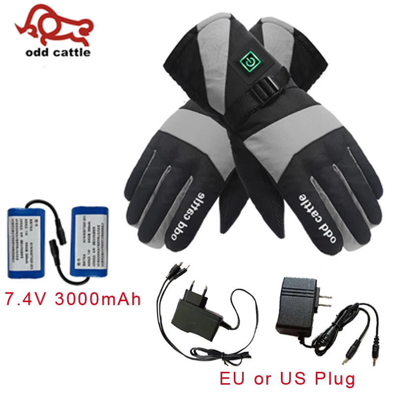 Зимние теплые электрические перчатки для рук 7 4 В с перезаряжаемым аккумулятором