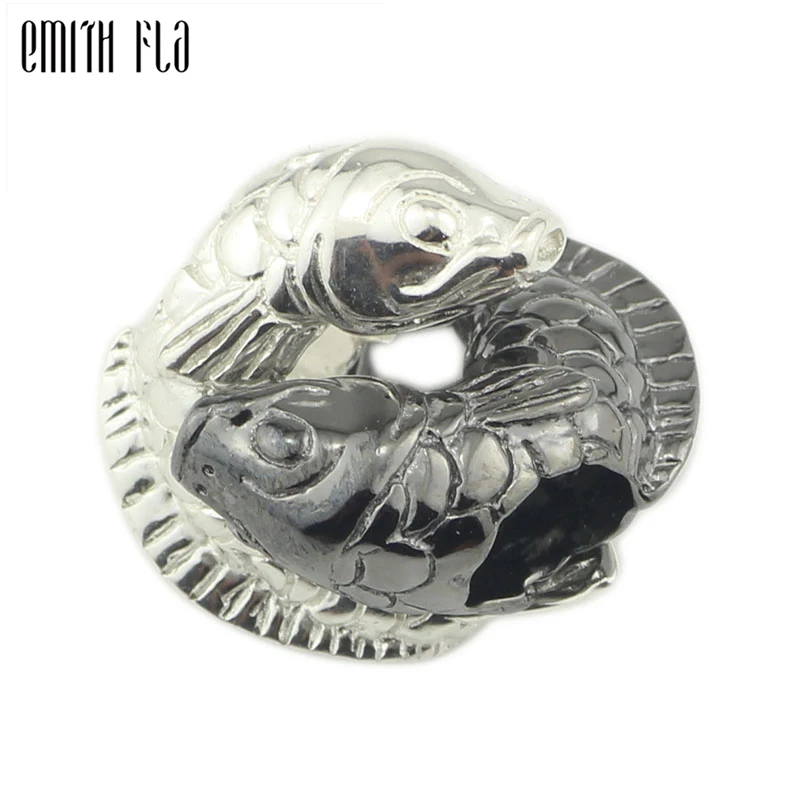 Black And White Fish Charm Beads Silver 925 Original Fit Bracelet Jewelry Bead for Making Pendants | Украшения и аксессуары