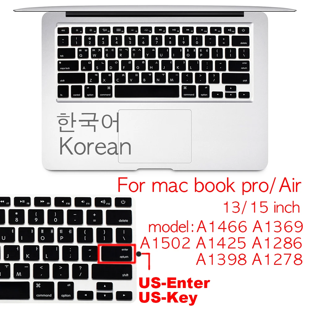 Защитный чехол для клавиатуры Macbook Pro 13Air 11 12 15 Корейская Защитная панель