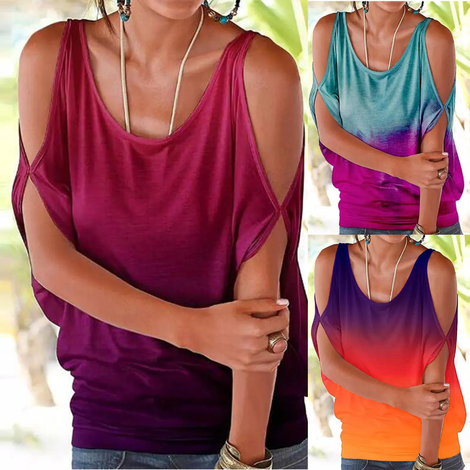 

Women's T Shirts Casual Short Sleeve O-Neck T-Shirt Cold Shoulder Loose Tops Women Clothing camisetas de mujer футболка