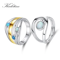 kaletine unique design 925 sterling silver rings gorgeous halo opal women wedding engagement anniversary jewelry