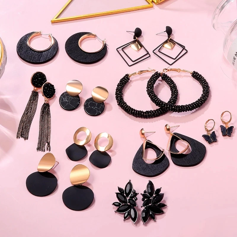 

New Korean Statement Earrings for women Black Cute Arcylic Geometric Dangle Drop Gold Earings Brincos 2020 Fashion Jewelry
