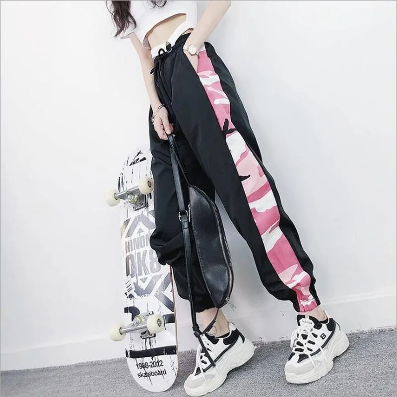 

Весенне-летние повседневные брюки женские студентки хип-хоп корейские спортивные брюки свободные шаровары Повседневные дикие