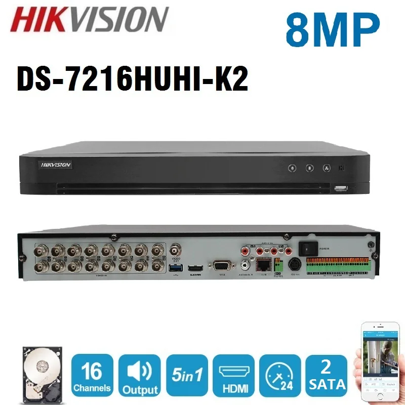 Hikvision 16CH DS 7216HUHI K2 DVR видеонаблюдение и 11 Piece Hybrid 5MP 4 в 1 камера ночного видения