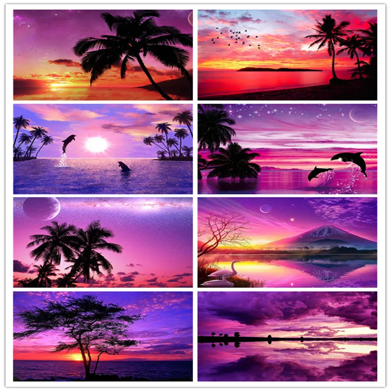 Алмазная живопись пейзаж закат 5D сделай сам алмазная вышивка распродажа морской