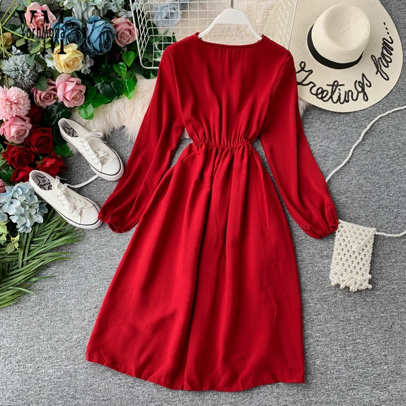 Женское кружевное платье миди с v образным вырезом и поясом средней длины высокой