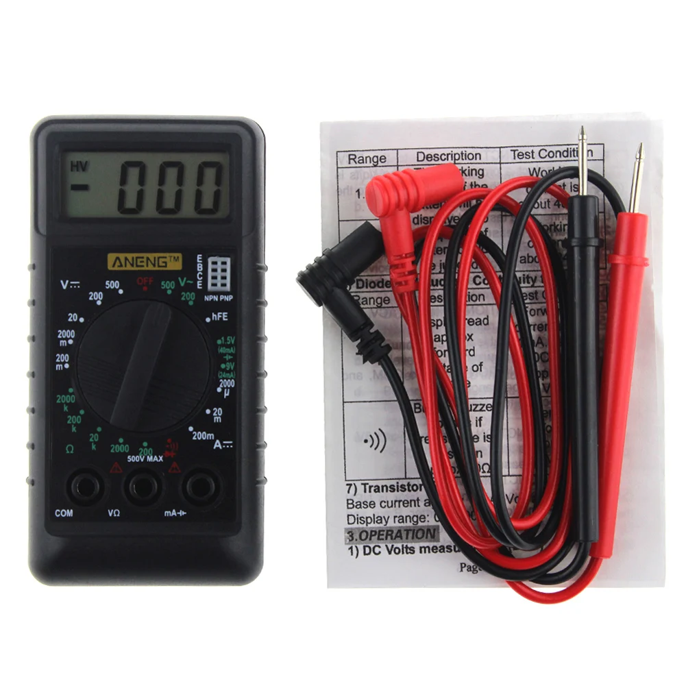 

Mini Digital Multimeter Pocket DMM AC DC Current Voltage Resistance OHM Test Gauge Ammeter Voltmeter with Buzzer Electrical Tool