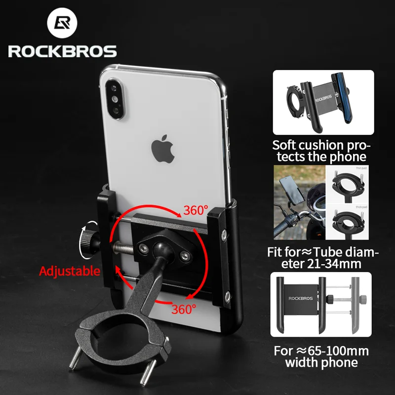 

ROCKBROS Bike Phone Holder Motorcycle Electric Bicycle Phone Holder 360 Rotation Car Fixed Navigation Bracket Bike Accessories