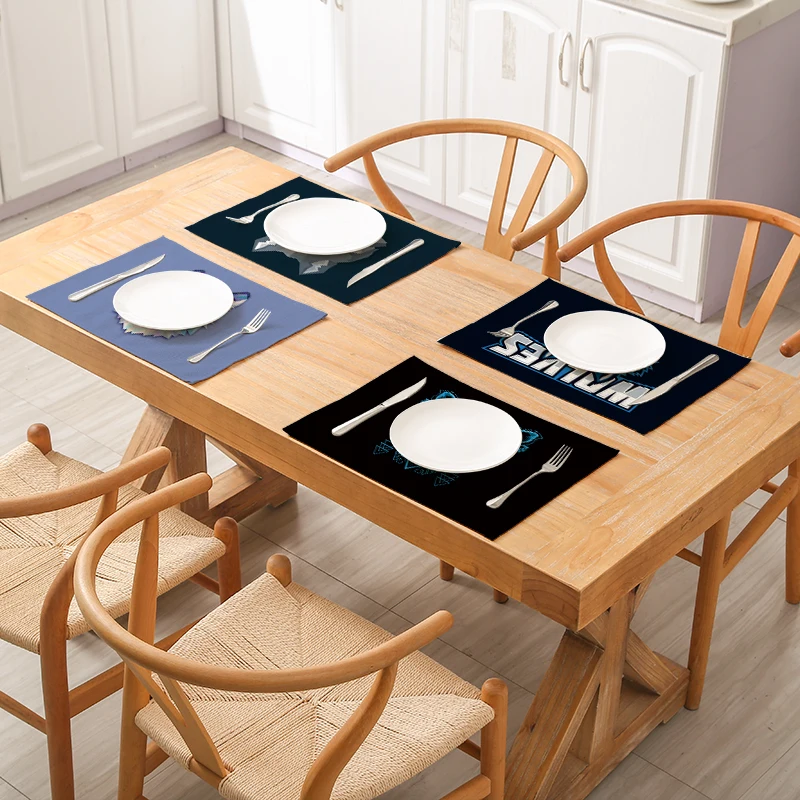 

Placemat for Dining Table Coaster Creative Eco-Friendly Simplicity Printed Rectangle Linen Kitchen Dining Accessories Mats Pad