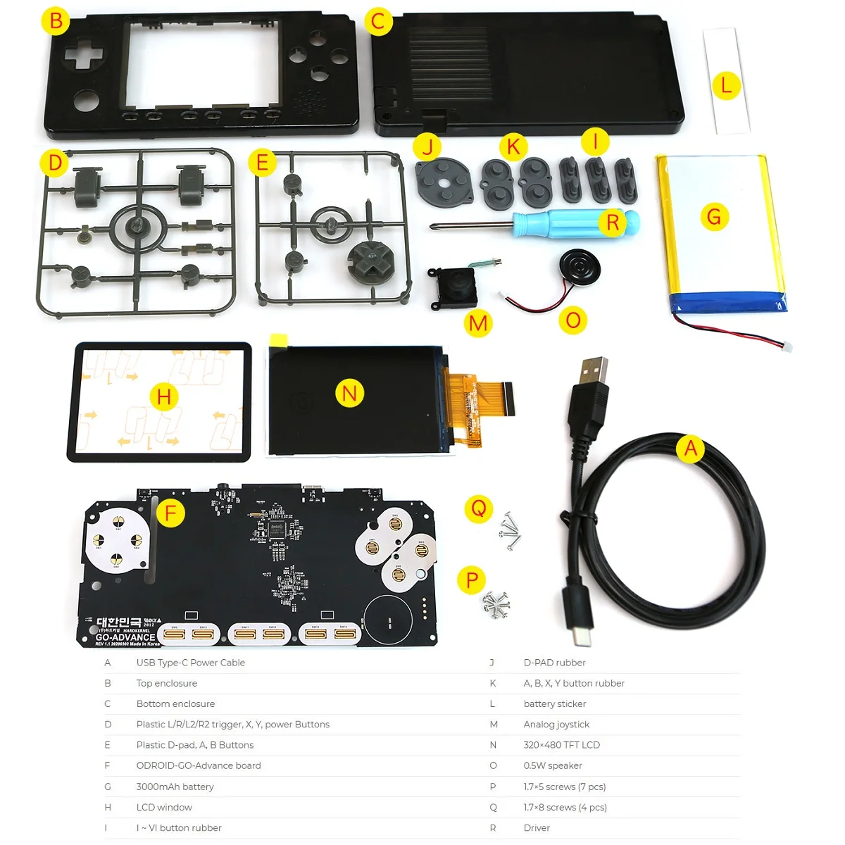Новый оригинальный комплект Odroid Go Advance OGA V2.0 черно белая портативная консоль 3 5