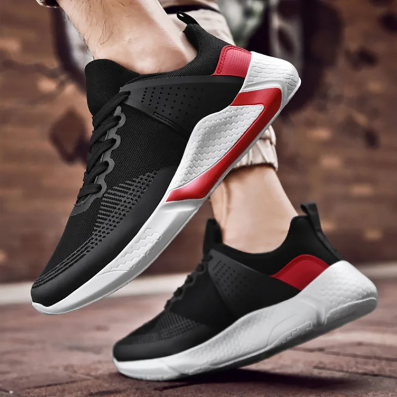 2020 Light Men Running Shoes Boy Outdoor Comfortable Sneakers Mesh Breathable Fashion Casual Sport Increased Elastic Soles 38-46 | Спорт и