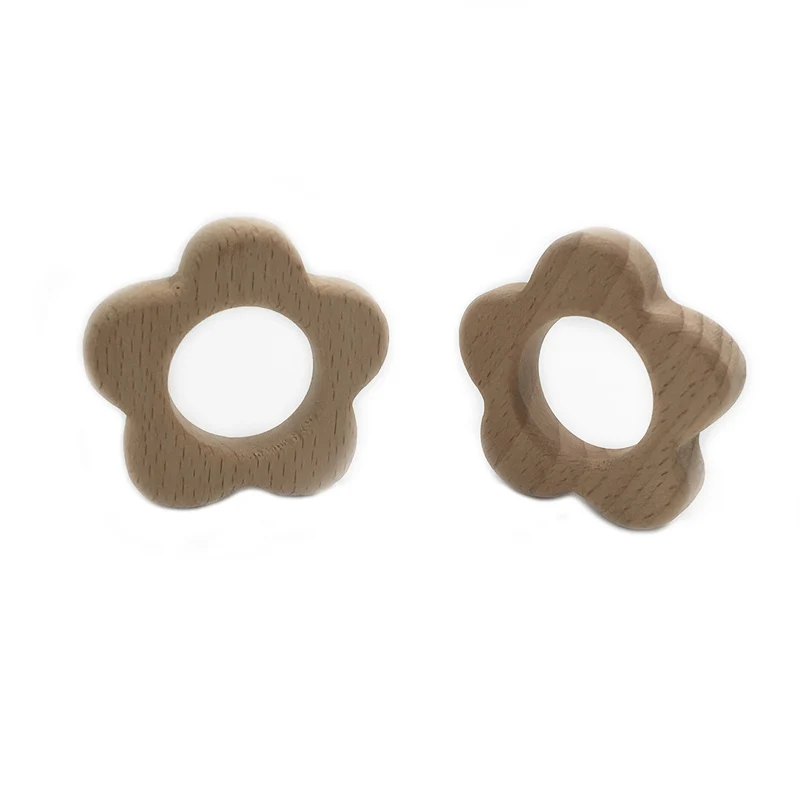 Mordedor de madera de flores para beb&eacute;, sonajero para la dentici&oacute;n, juguete para agarrar, accesorios de dentici&oacute;n de madera ecol&oacute;gicos org&aacute;nicos, DIY-3