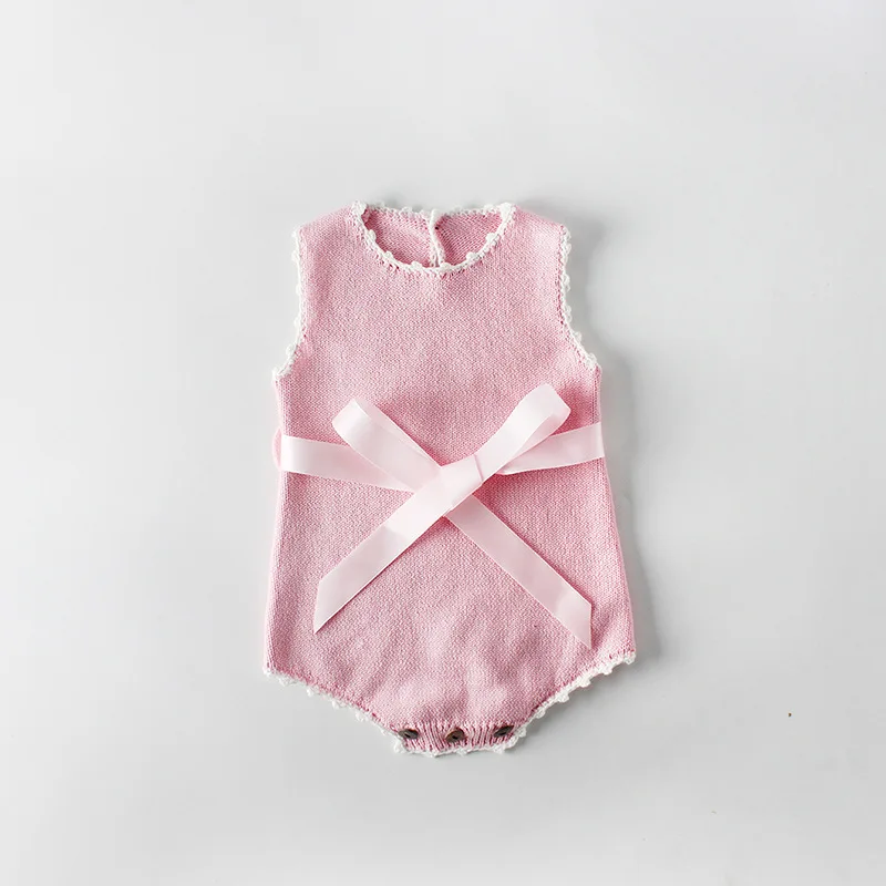 pink Осень новорожденных вязаная для маленьких девочек шерстяной вязанный комбинезон для малышей соединители для девушек Ползунки с длинным рукавом детский комбинезон - Цвет: pink