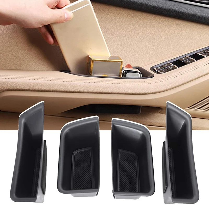 

4 X Car Door Side Handle Pocket Storage Box Storage Organizer Tray Grab Handle Box For-Porsche Macan 2015-2021