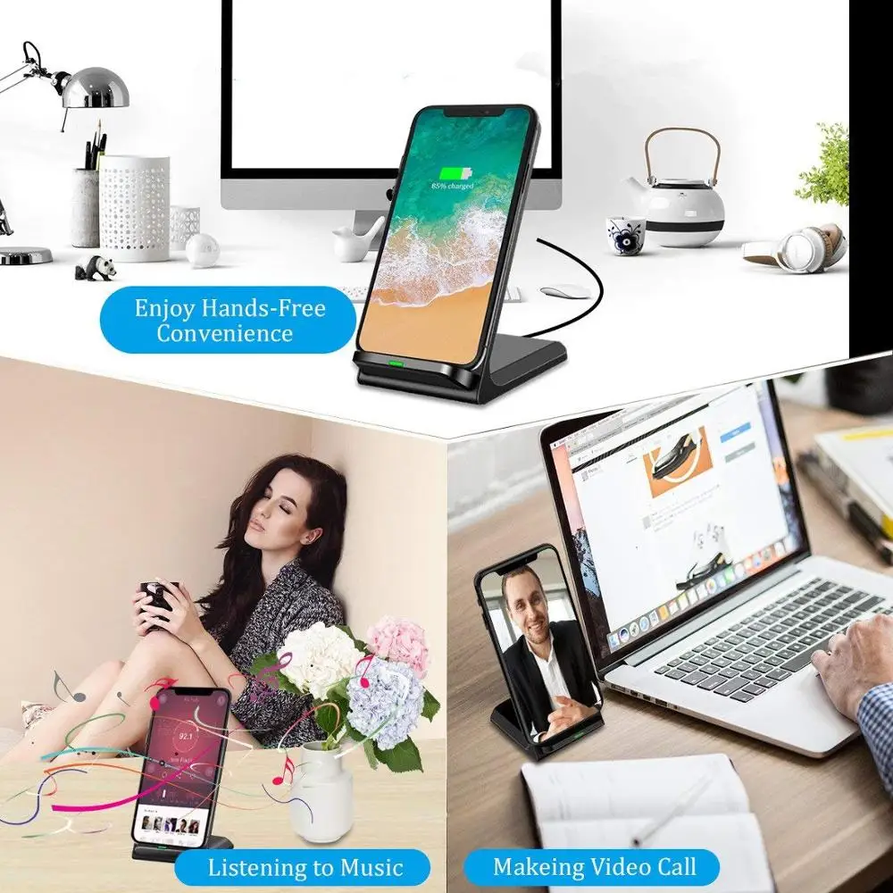 Беспроводное зарядное устройство FDGAO QI USB Type-C 15 Вт для iPhone 12 11 Pro XS Max XR X 8 подставка