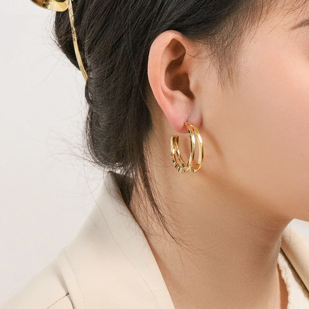 

South Korea Temperament Circle Earrings In Paragraph 2021 New Tide Contracted Temperament Lady Gift