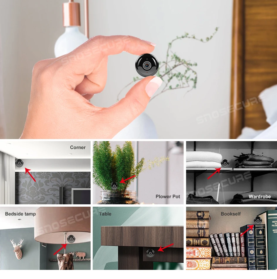 Беспроводная ip-камера SNOSECURE с разрешением 1080P HD, двухсторонняя аудио камера ночного видения, видео монитор с углом обзора 360 градусов, панорамная камера для домашней безопасности, Wi-Fi камера