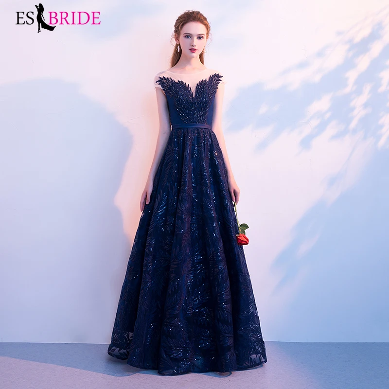 Вечернее платье с коротким рукавом длинное 2019 кружевной аппликацией для женщин