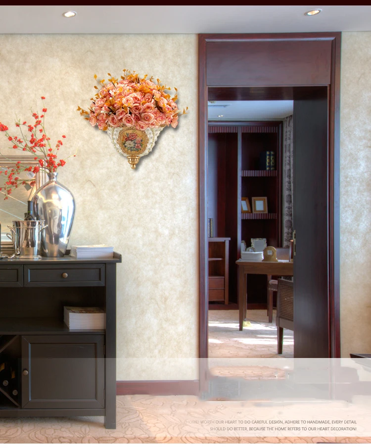 

MODERN HOME WALL VASE CRAFTS DECORATION CREATIVE LIVINGROOM HOTEL BACKGROUND WALL RESIN MURAL ORNAMENT FAKE FLOWERPOT DECOR ART