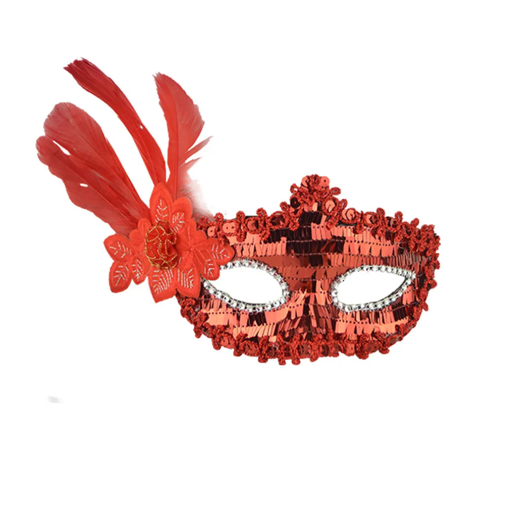 Маска на Хэллоуин сексуальная элегантная с перьями блестками маска для