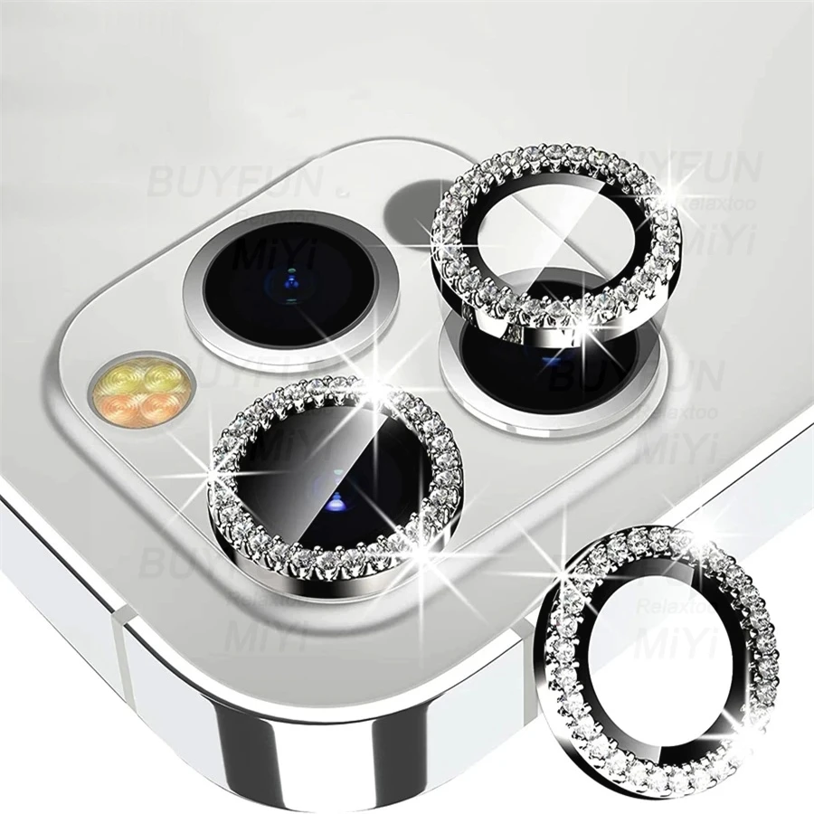 

Diamond Camera Lens Flim For iPhone 13 ProMax Case Tempered Glass Metal Ring Cover Shine Protector Aifon Iphoen 13Pro 13 Pro Max