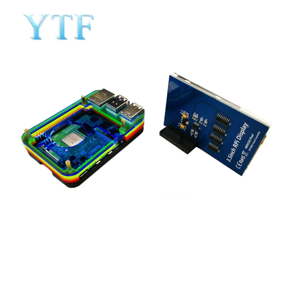 Raspberry Pi 4B shell 4 поколения B type box black/rainbow содержит вентилятор