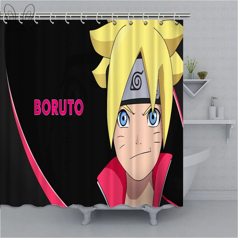 Uchiha Sasuke Naruto Shippuden Fabric Shower Curtain Waterproof Mildewproof Bathroom Shower Curtains For Decor With Sets - Цвет: 74169