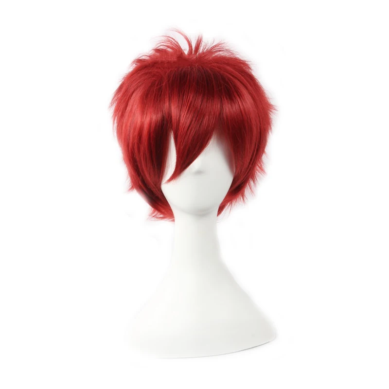 Gaara Cosplay Wig Short Red Heat Resistant Synthetic Hair Pelucas Halloween Party Costume Wigs
