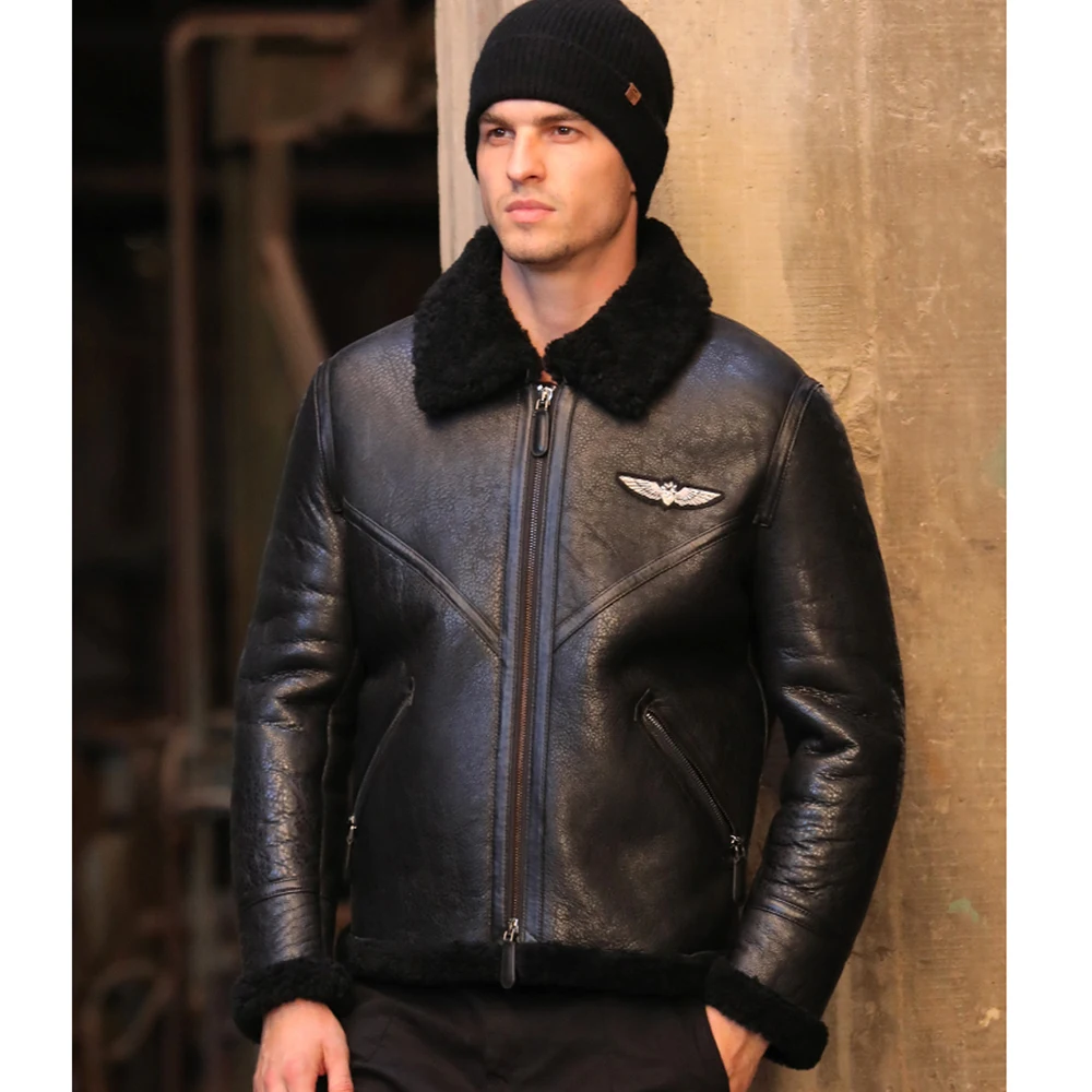 Новинка Мужская черная шуба SANI из натурального меха теплая короткая куртка