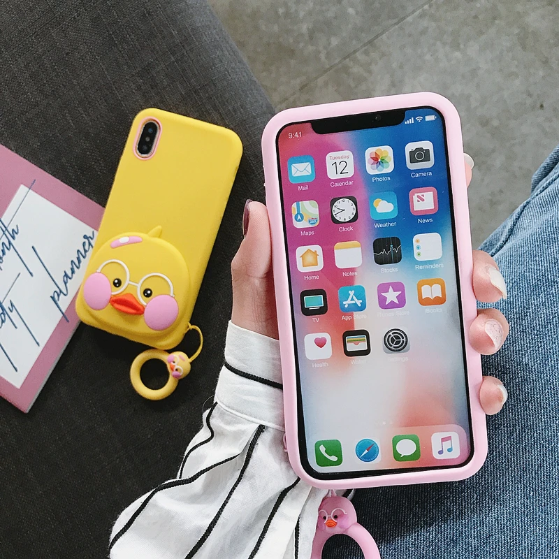 3D Cartoon Cute Glasses Duck Soft Silicone Back Cover For iPhone 6 6s Plus X XR Xs Max 7 8 Phone Cases Fundas Coque Capa |