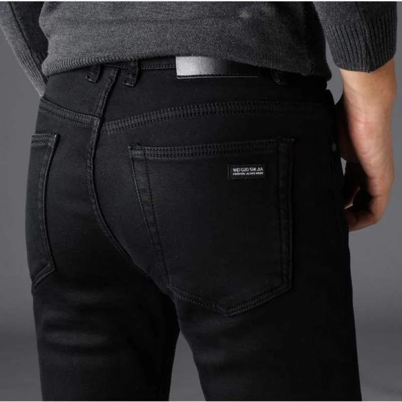 

Джинсы мужские классические, мягкие брюки из денима, штаны в байкерском стиле, цвет черный